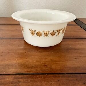Vintage Pyrex #75 Butterfly Gold Butter Tub Keeper MCM Milk Glass Retro 1970s